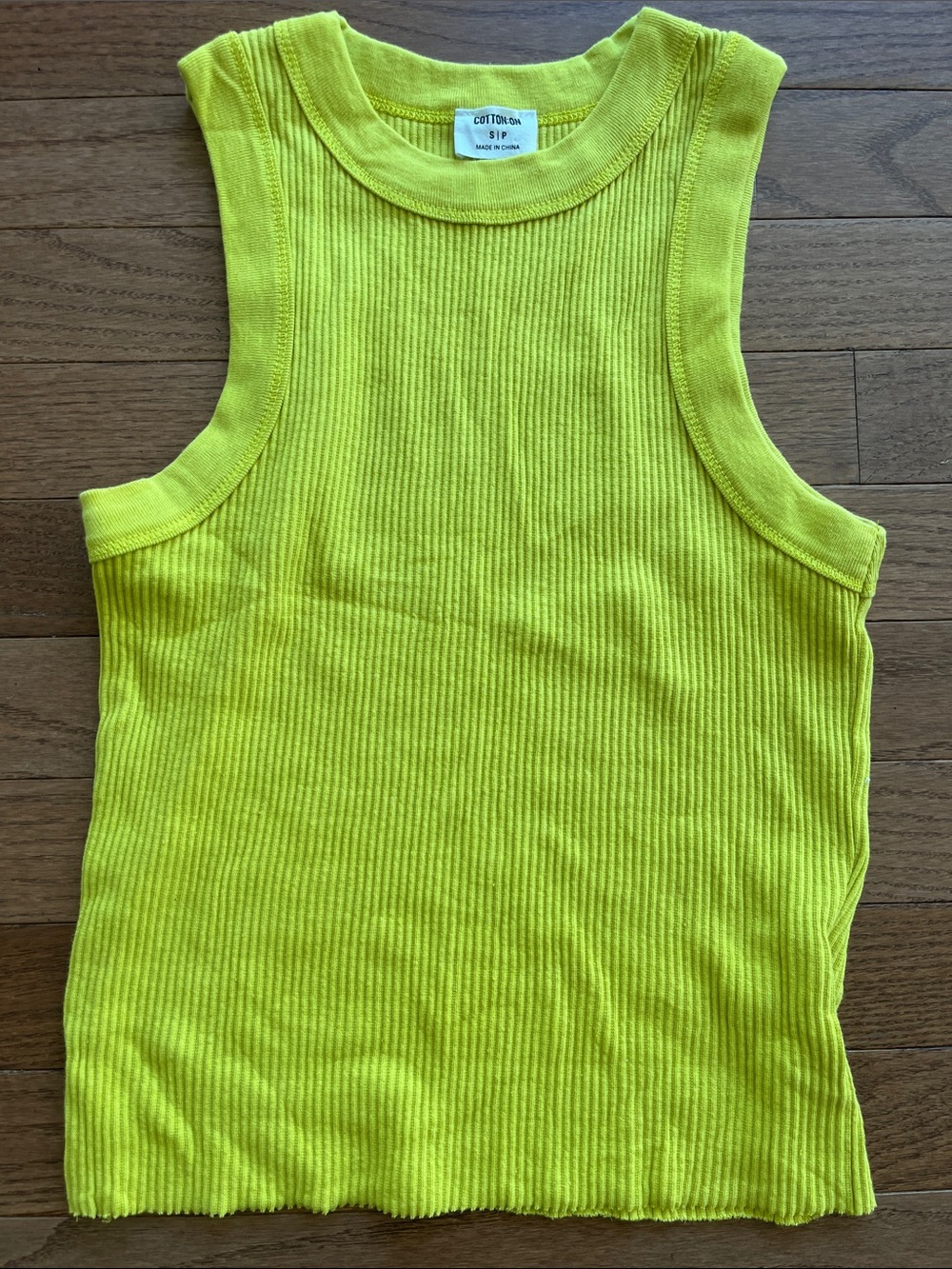 Cotton On Neon Yellow Ribbed Tank Top